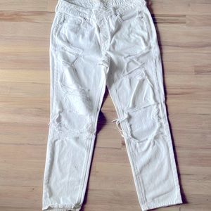 American Eagle Outfitters Tomgirl Distressed White Jeans